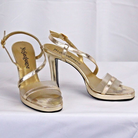 Yves Saint Laurent Strappy Gold Sandal / Evening - Picture 3 of 6
